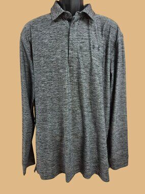 Under Armour Loose Fit Long Sleeve Polo XL Gray Heather Lightweight